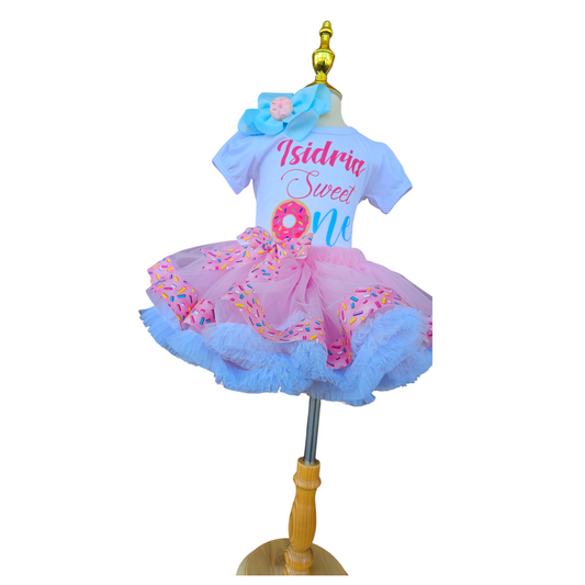 Personalized Donut Birthday Tutu Outfit with Sprinkles