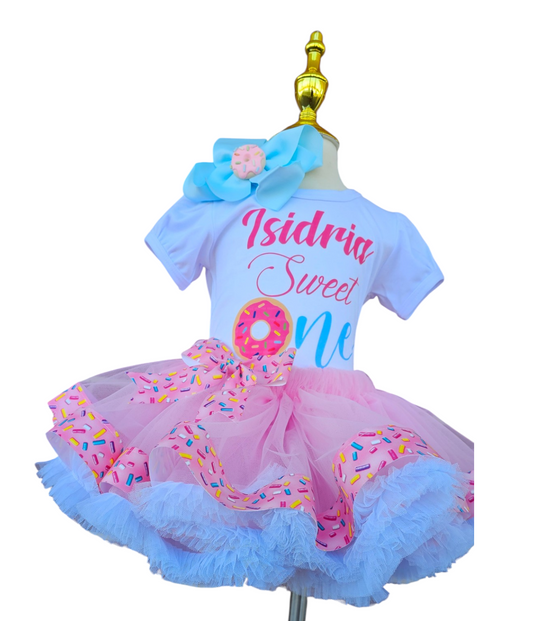 Personalized Donut Birthday Tutu Outfit with Sprinkles