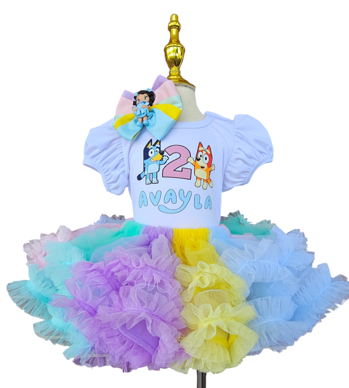 Personalized Bluey and Bingo Tutu Set Ruffled Custom Birthday Girl Outfit