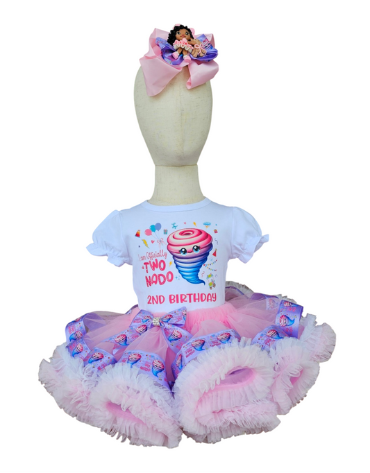 Custom Made Cotton Candy Themed 2nd Birthday Girl Tutu Outfit