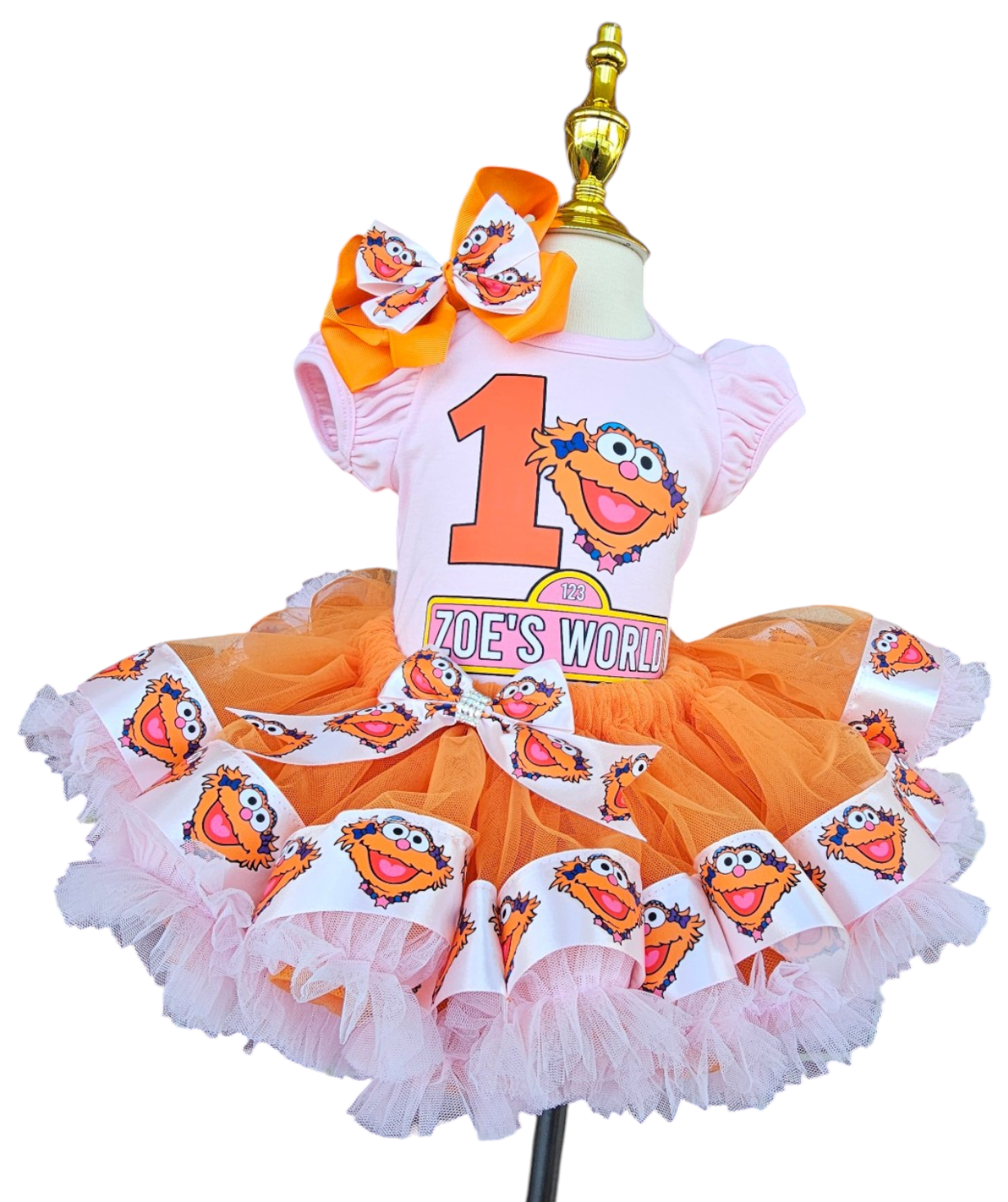 Custom Lola Birthday Tutu Outfit for Girls, Personalized Sesame Street Birthday Shirt, Pink Tutu Set, 1st 2nd 3rd Birthday Outfit for Girl