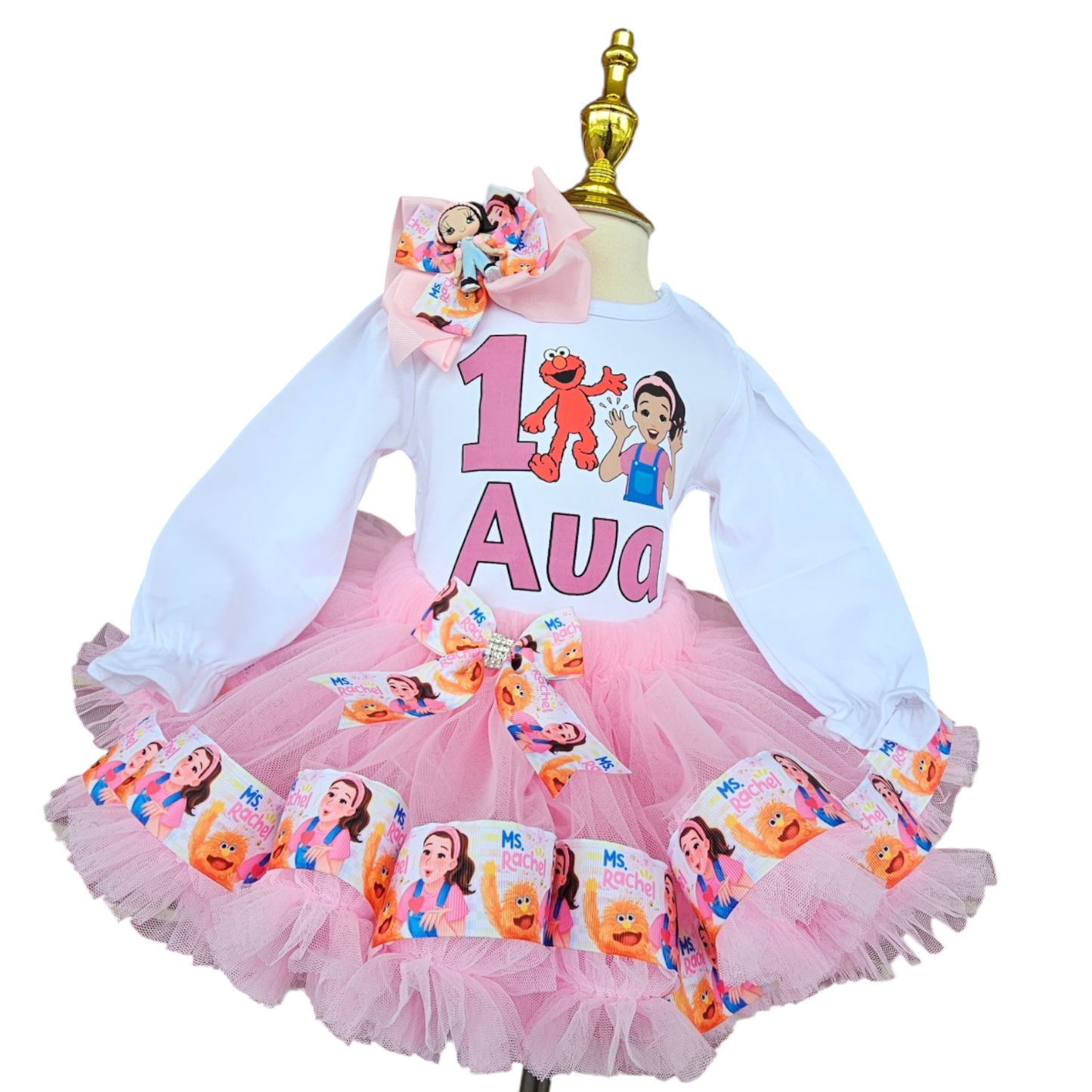 Custom Made Personalized Ms Rachel Themed 1st Birthday Tulle Tutu Set Outfit