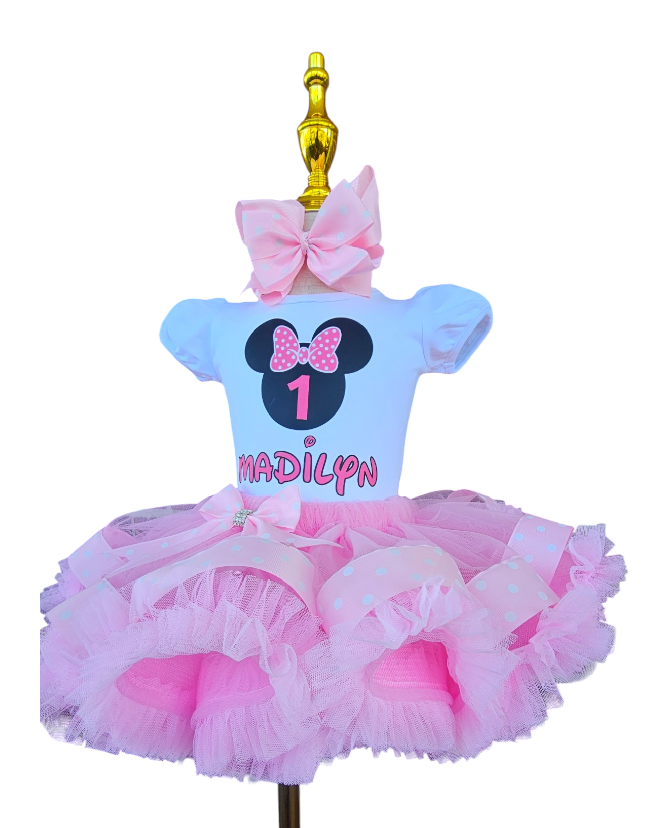 Pink Minnie 1st 2nd 3rd Birthday Outfit, Personalized Minnie Tutu Outfit, First Minnie Birthday Tutu, Mouse Birthday Tutu Outfit, Pink Minnie Tutu.