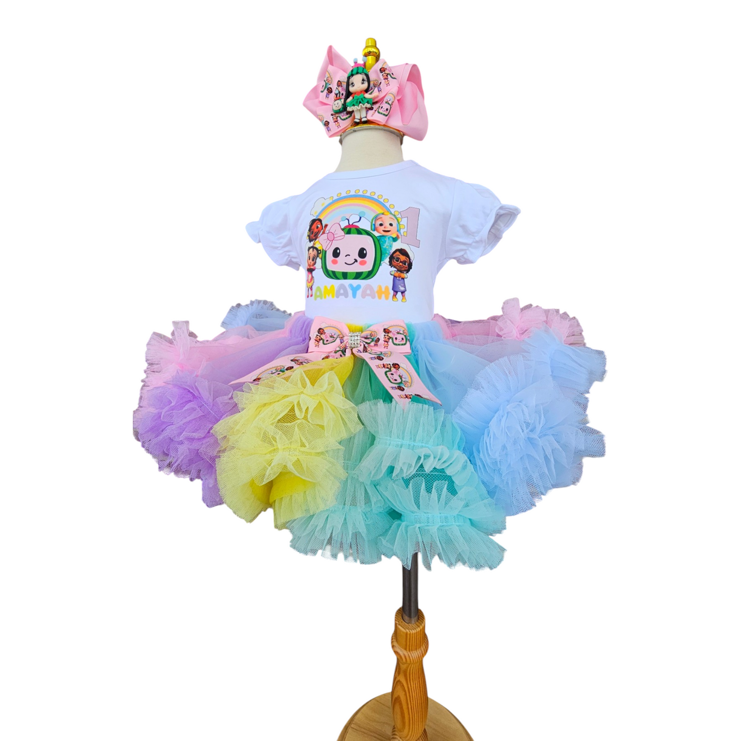 Personalized Cocomelon Themed 1st birthday girl T-Shirt with Tutu Oufit
