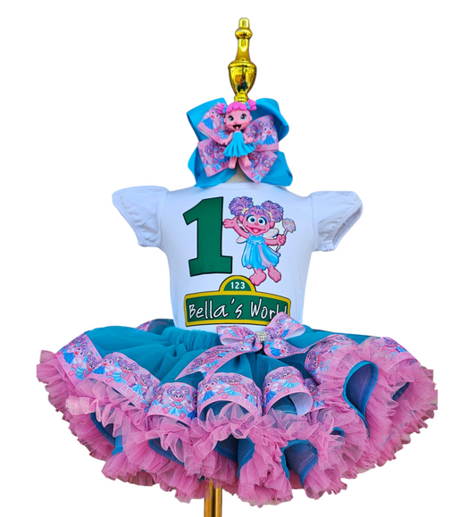 Abby Cadabby 1st 2nd 3rd Birthday Tutu Outfit, Personalized Sesame Shirt, Baby Girl First Birthday Outfit, Custom Name Outfit.