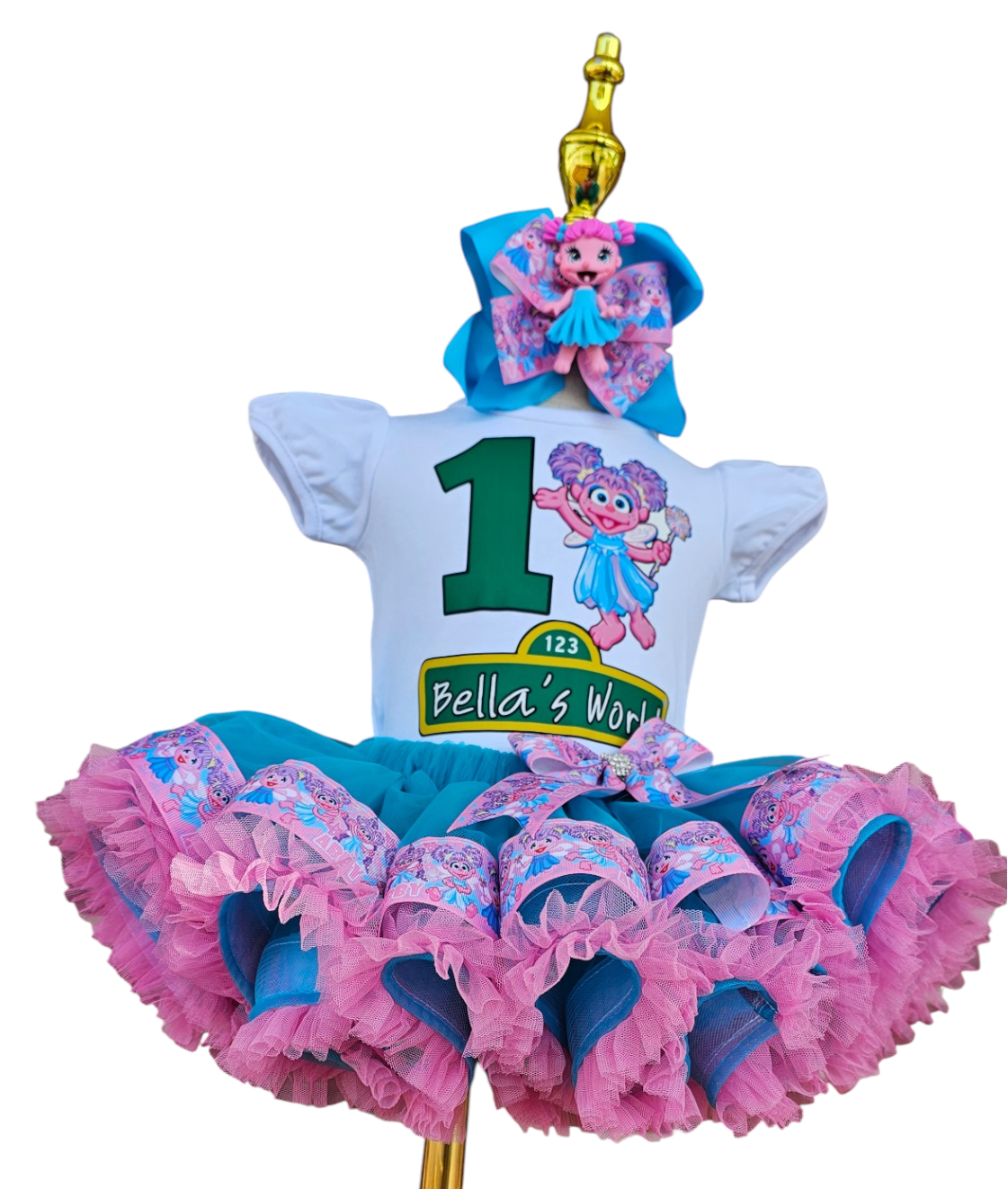 Abby Cadabby 1st 2nd 3rd Birthday Tutu Outfit, Personalized Sesame Shirt, Baby Girl First Birthday Outfit, Custom Name Outfit.
