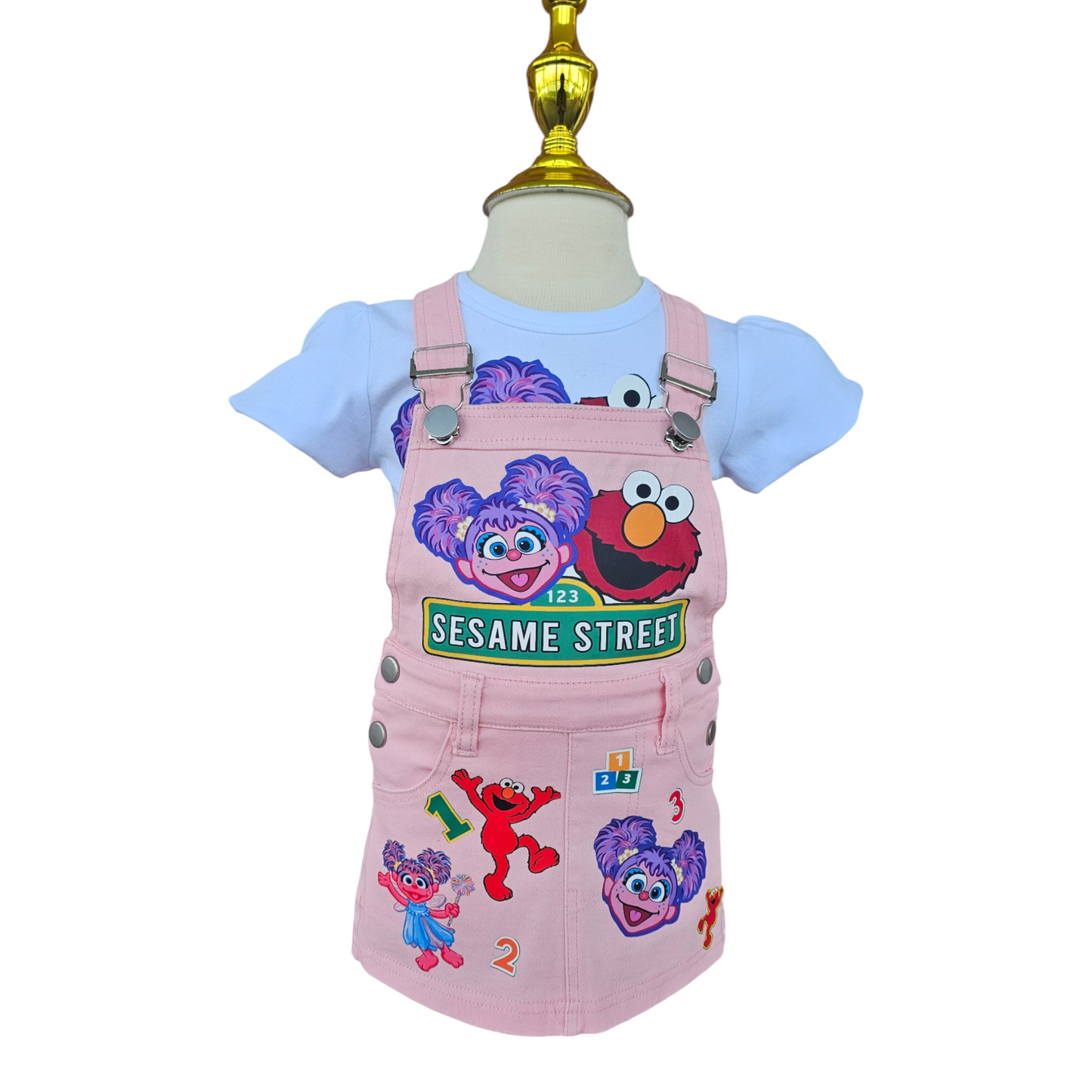 Sesame Street Personalized Kids Denim Overall, Personalized Baby Girl Birthday Outfit, Character Design