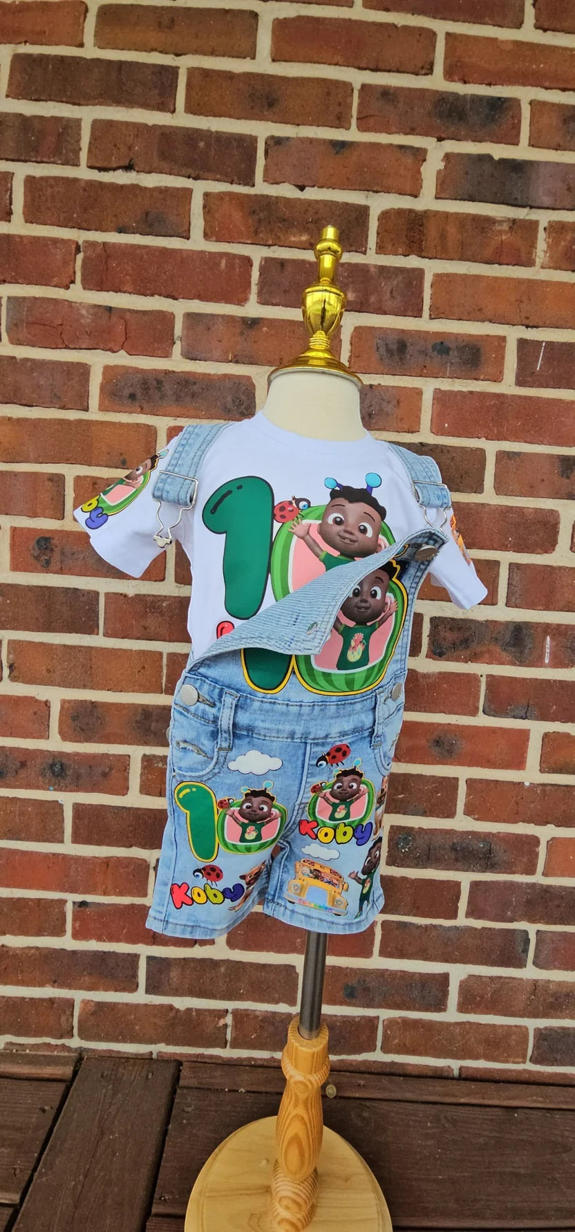 Kids Cocomelon Themed Birthday Outfit With Overalls