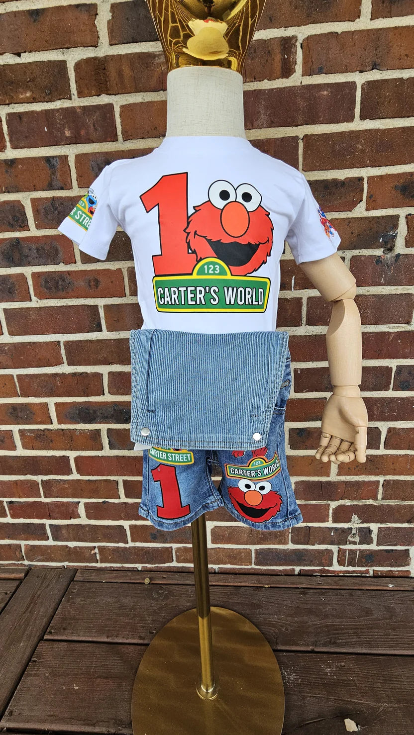 Moana Themed Denim Overalls And T-Shirt Set