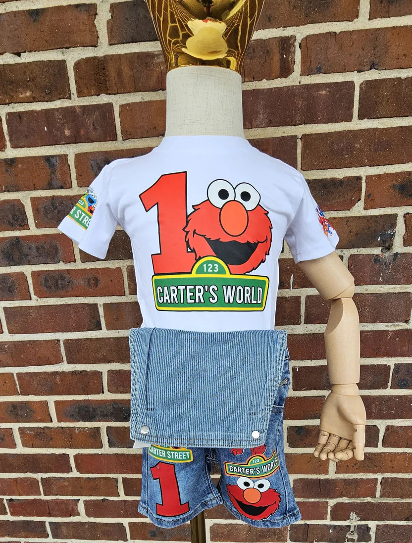 Moana Themed Denim Overalls And T-Shirt Set