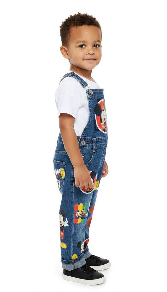 Mickey Mouse Denim Overalls With T-Shirt Set