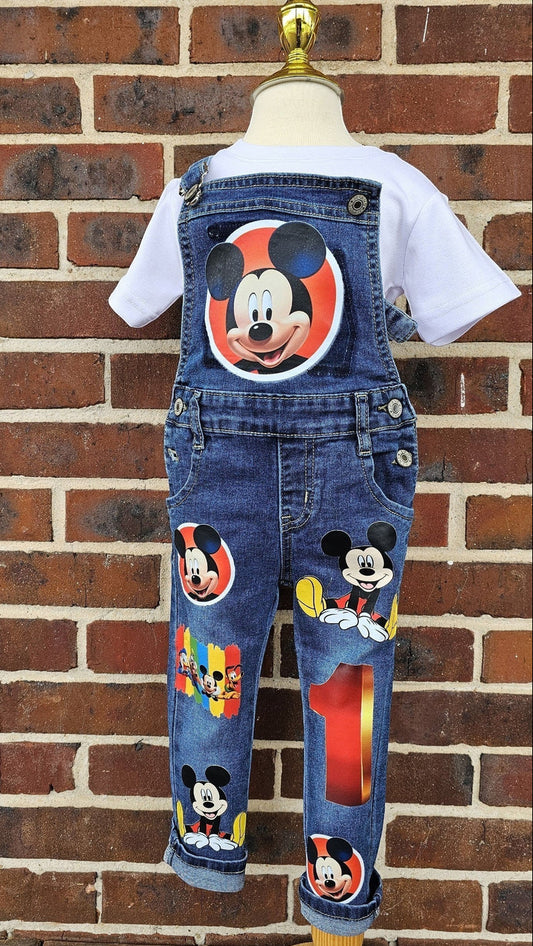 Mickey Mouse Denim Overalls With T-Shirt Set