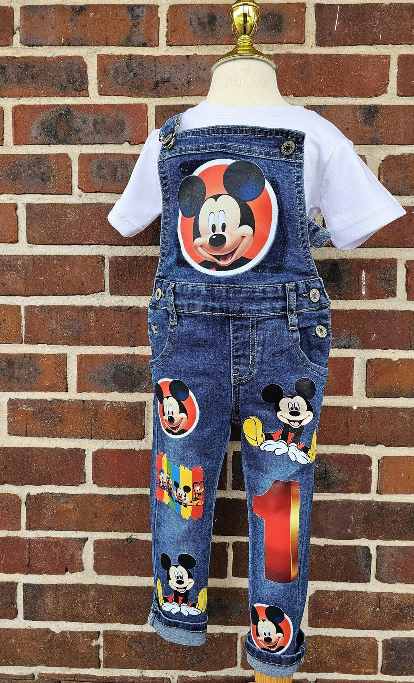 Mickey Mouse Denim Overalls With T-Shirt Set