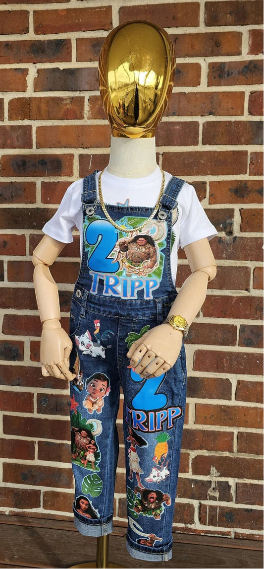 Kids Denim Character Overalls With T-Shirt