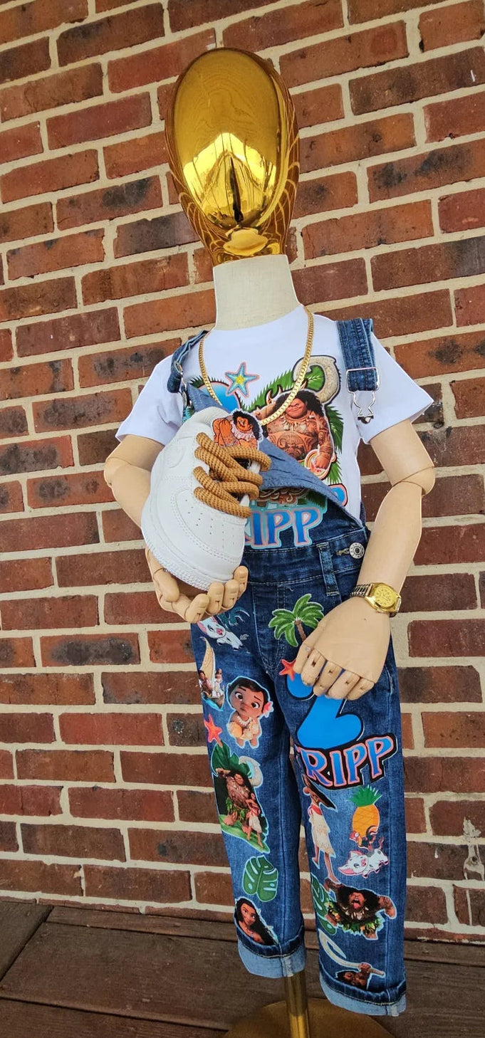 Kids Denim Character Overalls With T-Shirt