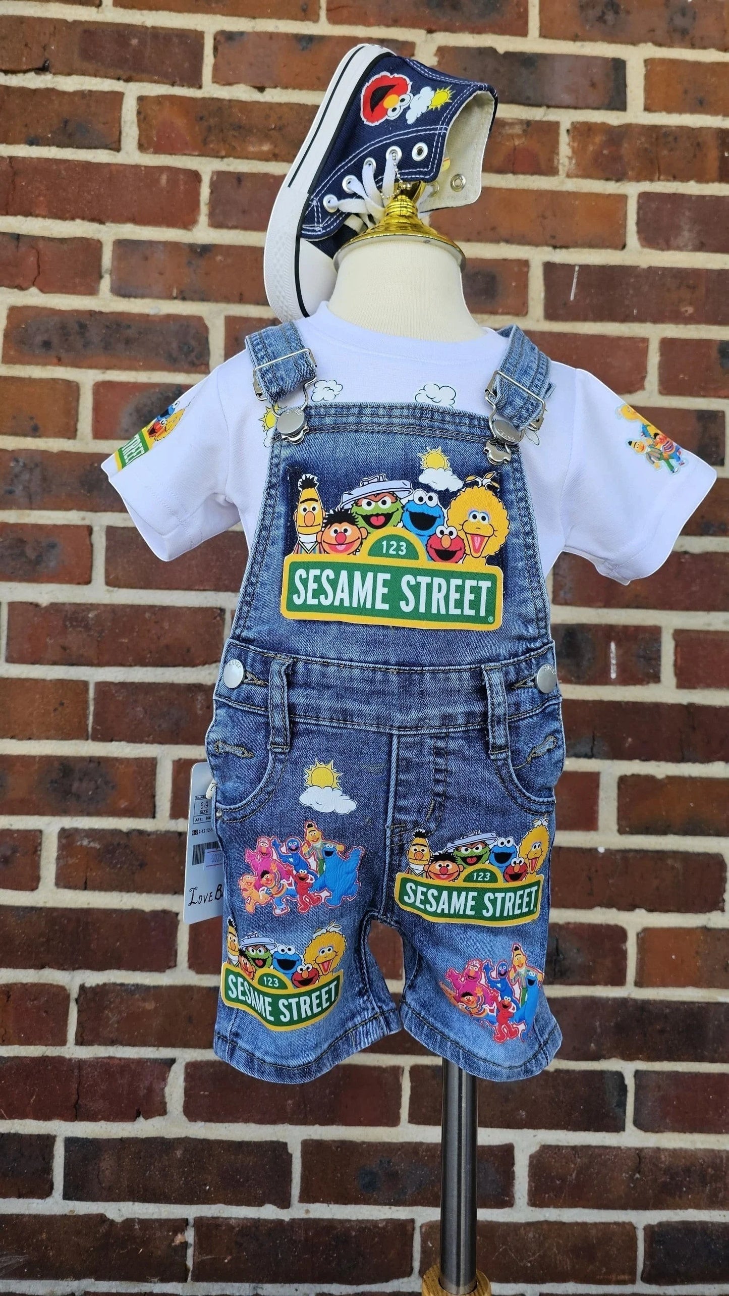 Sesame Street Denim Overalls and T-Shirt Set