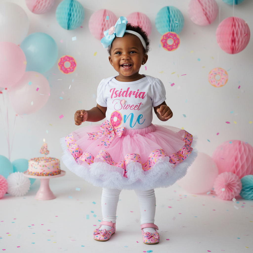Personalized Donut Birthday Tutu Outfit with Sprinkles