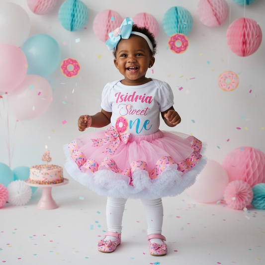 Personalized Donut Birthday Tutu Outfit with Sprinkles