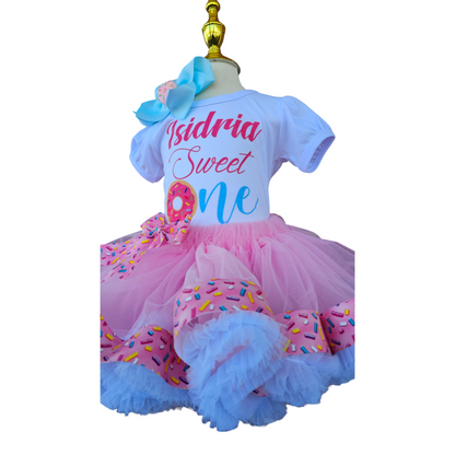 Personalized Donut Birthday Tutu Outfit with Sprinkles