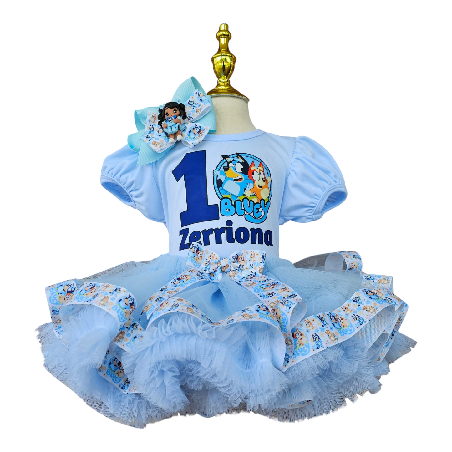 Bluey Birthday Outfit for Girl, Personalized Bluey Tutu Dress, Toddler Birthday Tutu Set, Custom Bluey Dog Birthday Outfit