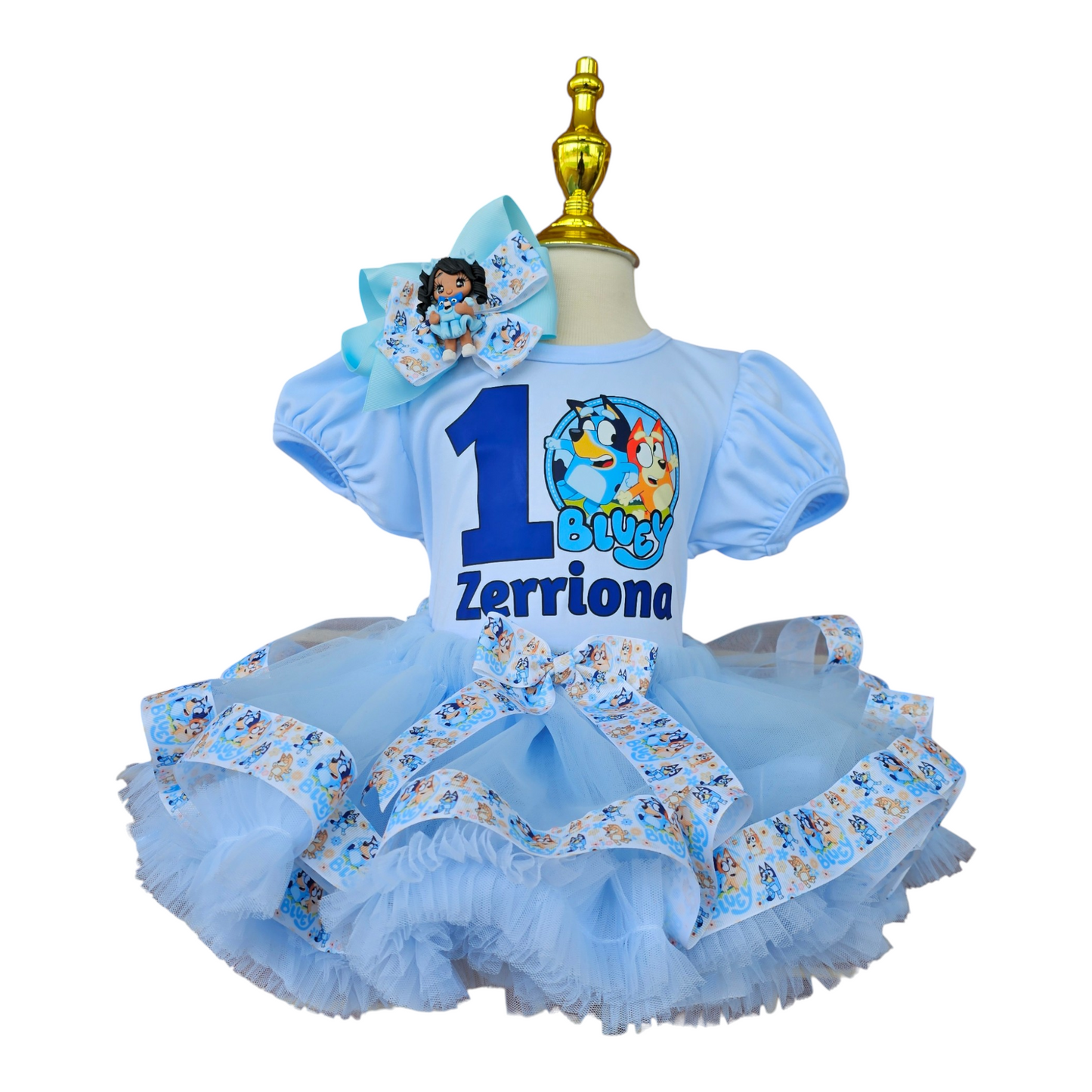 Bluey Birthday Outfit for Girl, Personalized Bluey Tutu Dress, Toddler Birthday Tutu Set, Custom Bluey Dog Birthday Outfit