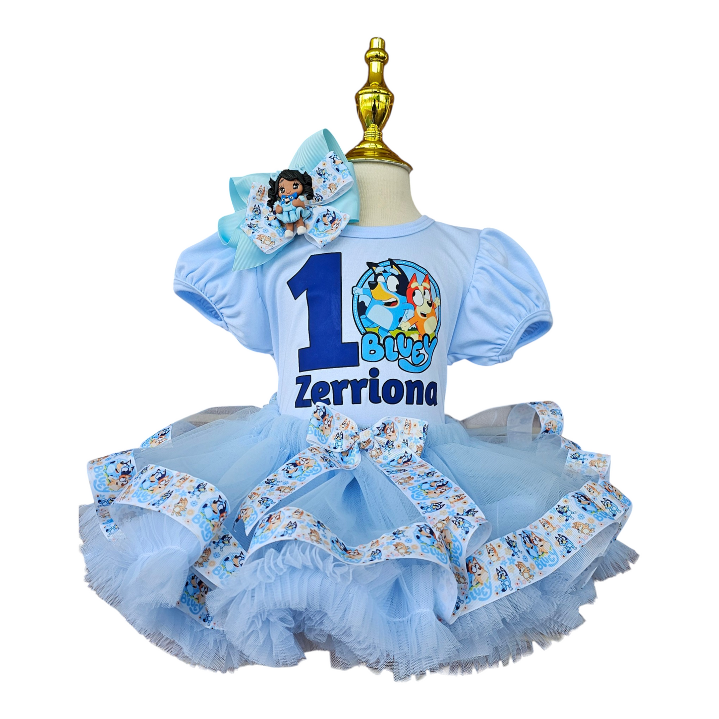 Bluey Birthday Outfit for Girl, Personalized Bluey Tutu Dress, Toddler Birthday Tutu Set, Custom Bluey Dog Birthday Outfit