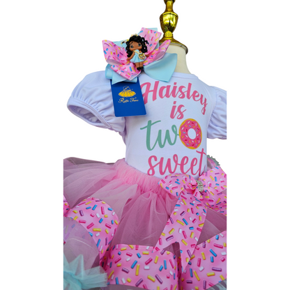 Personalized Donut Birthday Tutu Outfit, Handmade Girls 1st 2nd 3rd Birthday