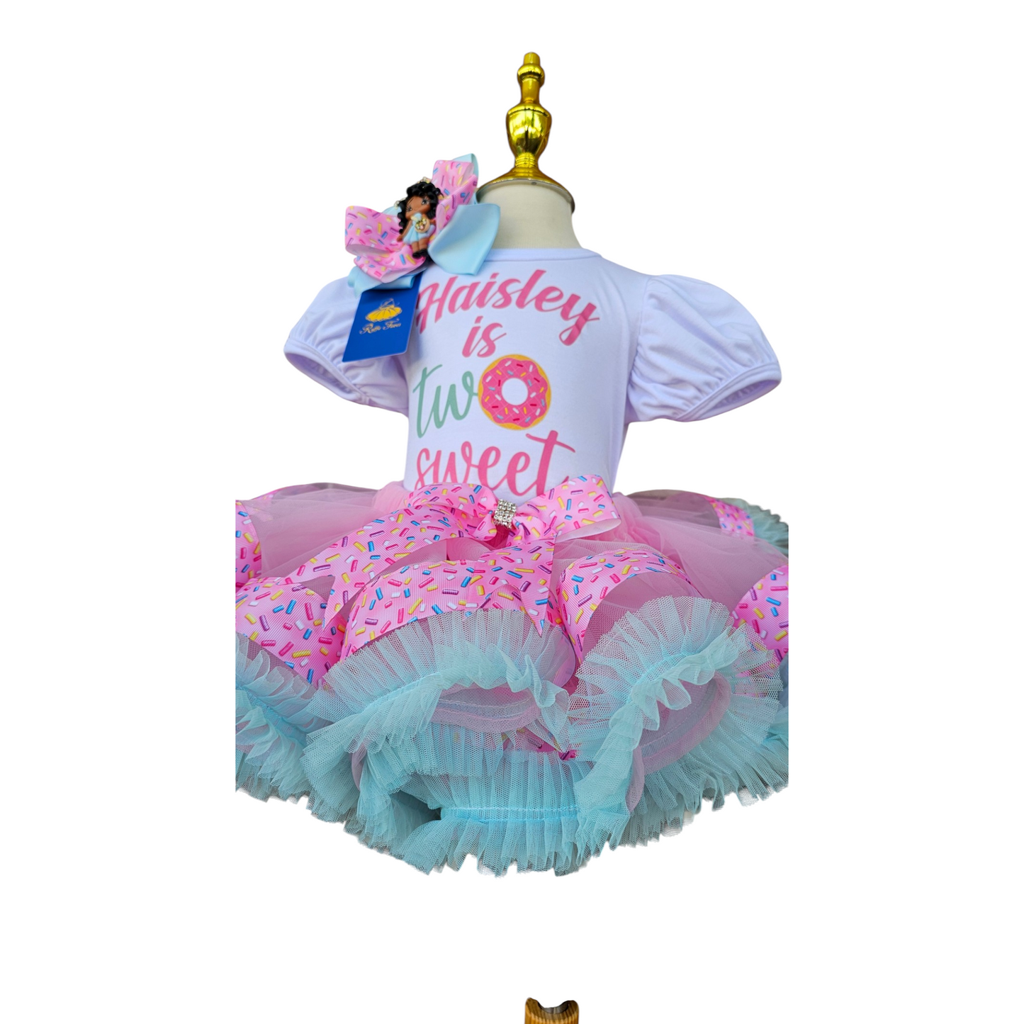 Personalized Donut Birthday Tutu Outfit, Handmade Girls 1st 2nd 3rd Birthday