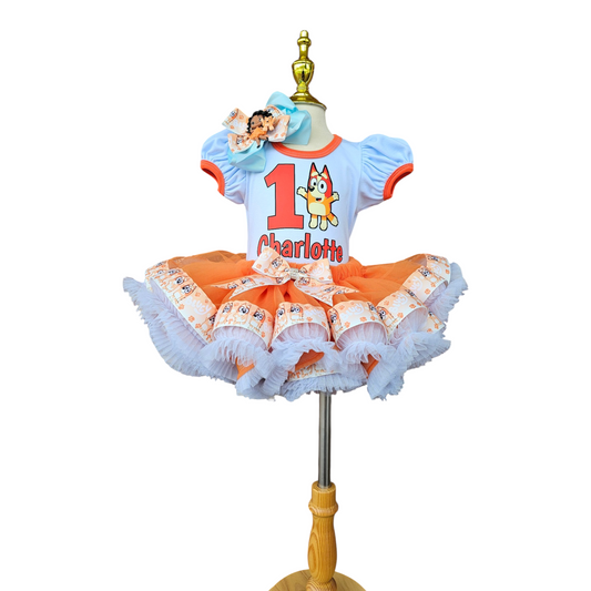 Custom Bingo Birthday Tutu Outfit for Girls, Personalized Bluey Inspired Birthday Shirt
