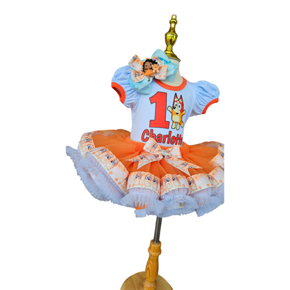 Custom Bingo Birthday Tutu Outfit for Girls, Personalized Bluey Inspired Birthday Shirt