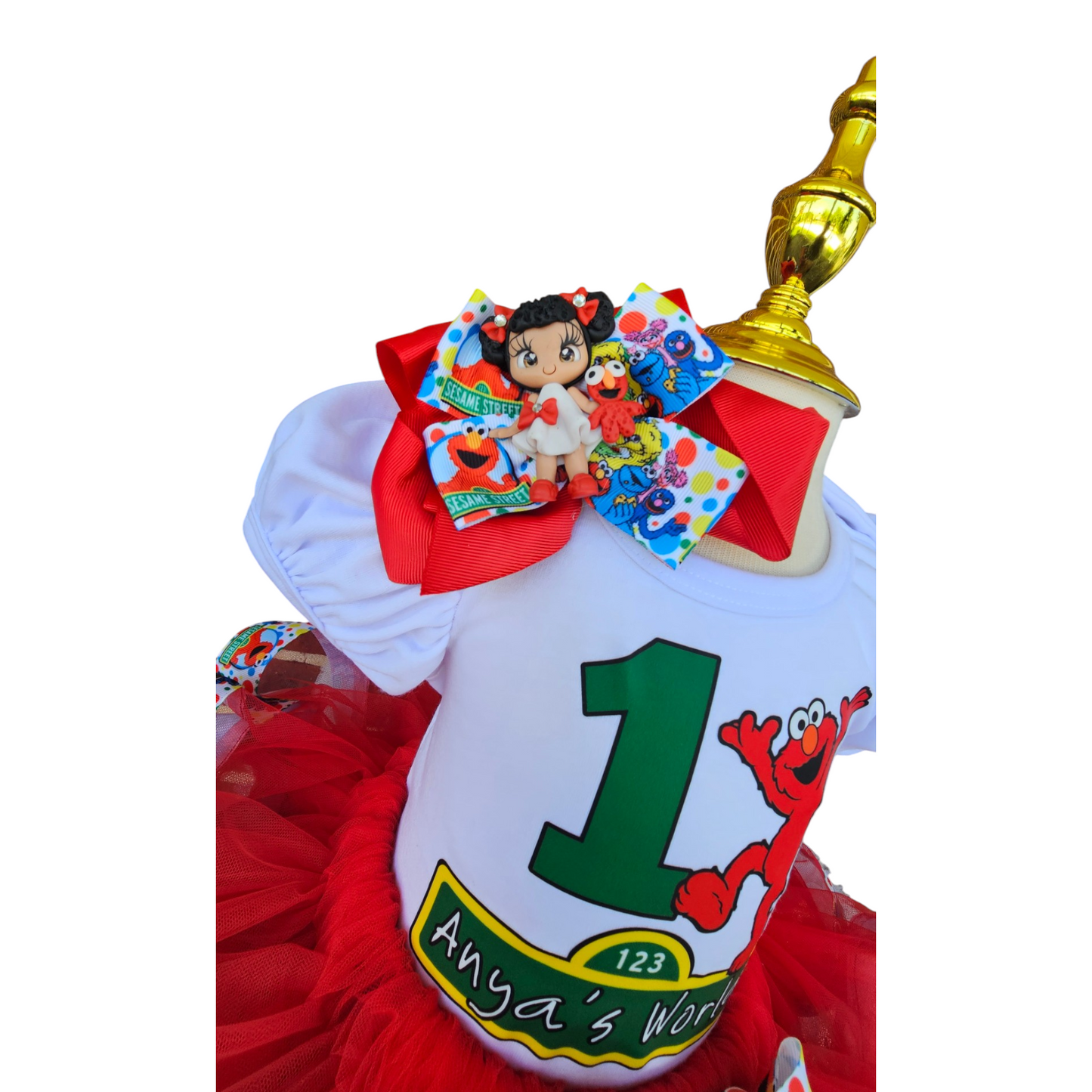 Personalized Elmo Birthday Tutu Outfit, Handmade Red Monster Theme