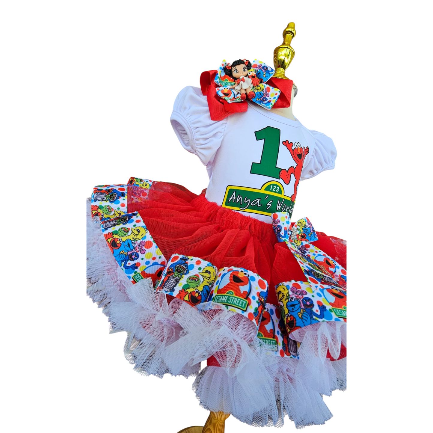 Personalized Elmo Birthday Tutu Outfit, Handmade Red Monster Theme