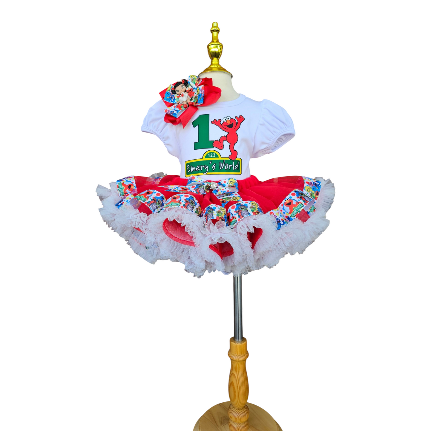 Personalized Elmo Birthday Tutu Outfit, Handmade Red Monster Theme