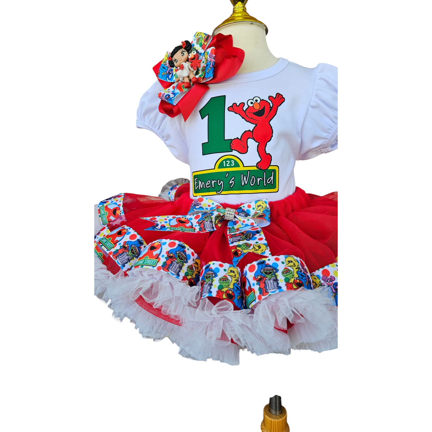 Personalized Elmo Birthday Tutu Outfit, Handmade Red Monster Theme