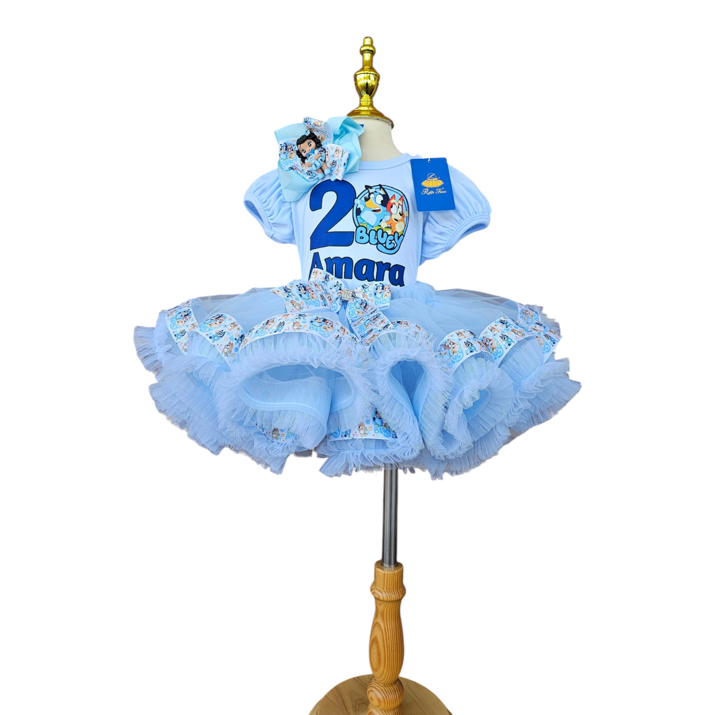 Bluey Birthday Outfit for Girl, Personalized Bluey Tutu Dress, Toddler Birthday Tutu Set, Custom Bluey Dog Birthday Outfit