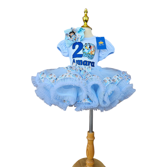 Bluey Birthday Outfit for Girl, Personalized Bluey Tutu Dress, Toddler Birthday Tutu Set, Custom Bluey Dog Birthday Outfit
