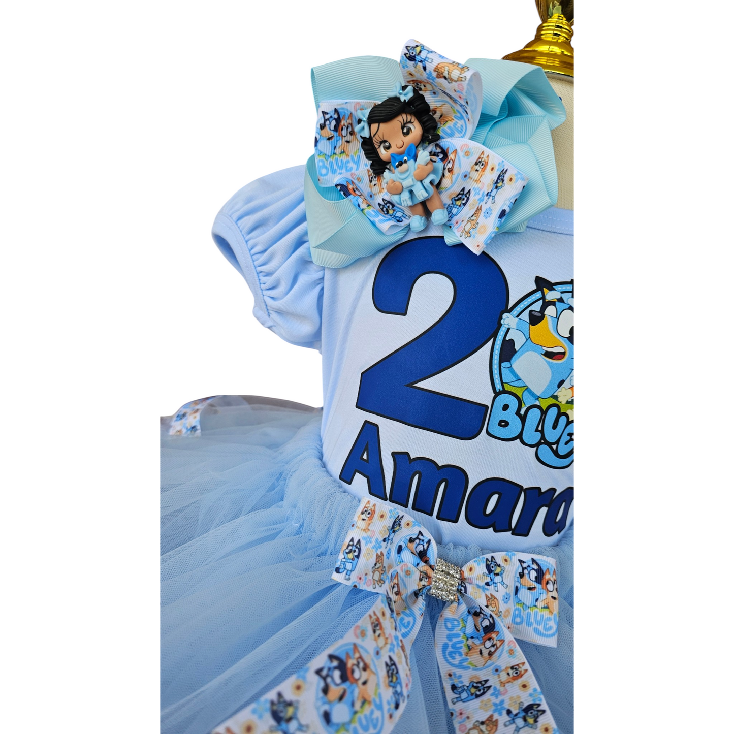 Bluey Birthday Outfit for Girl, Personalized Bluey Tutu Dress, Toddler Birthday Tutu Set, Custom Bluey Dog Birthday Outfit