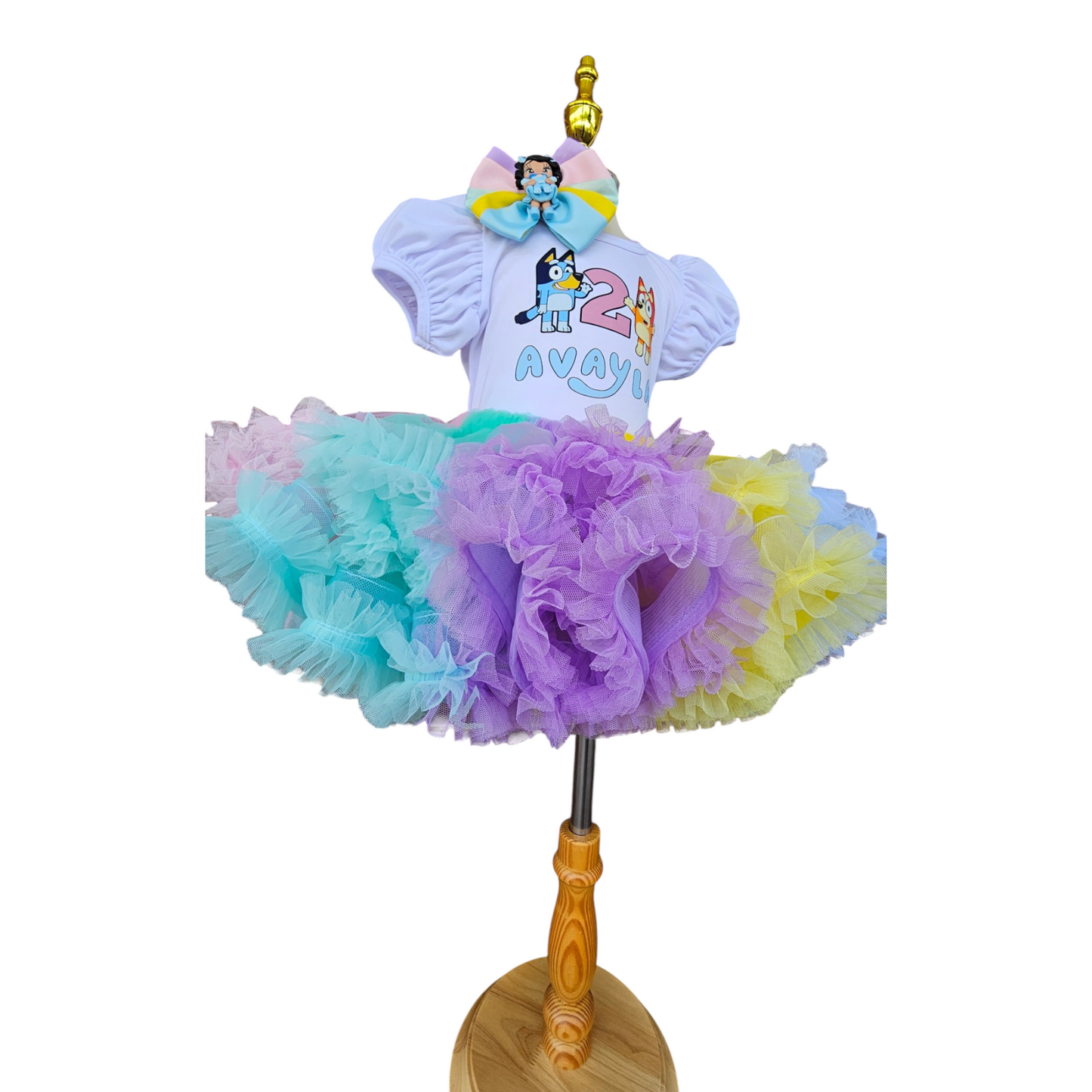 Personalized Bluey and Bingo Tutu Set Ruffled Custom Birthday Girl Outfit