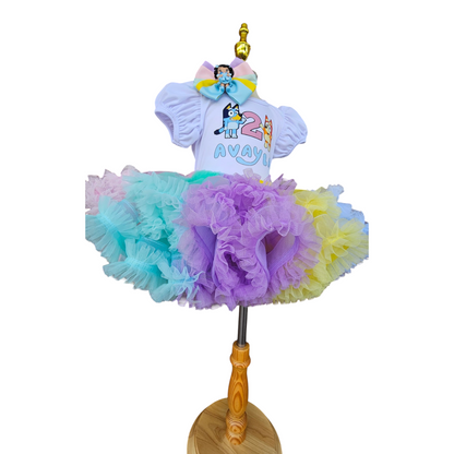 Personalized Bluey and Bingo Tutu Set Ruffled Custom Birthday Girl Outfit