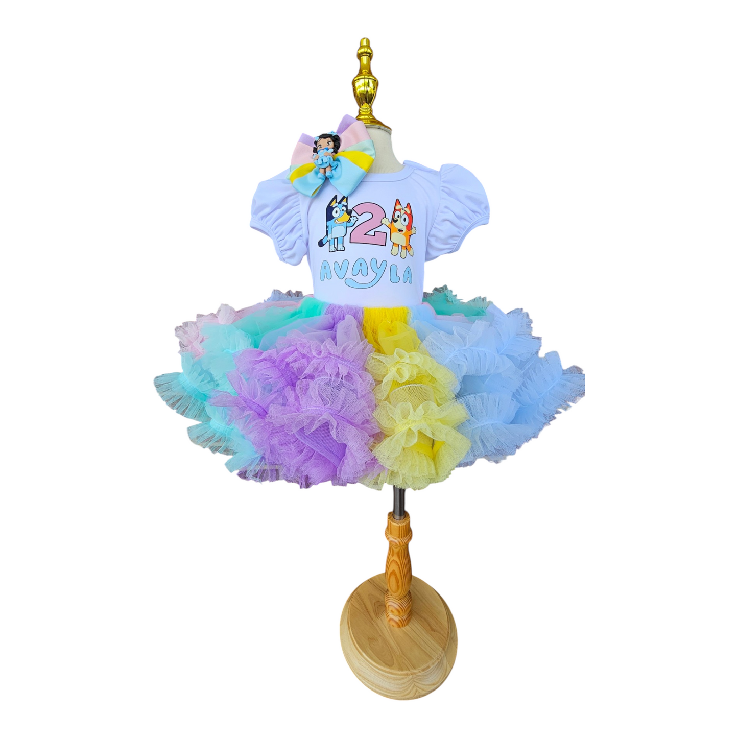 Personalized Bluey and Bingo Tutu Set Ruffled Custom Birthday Girl Outfit