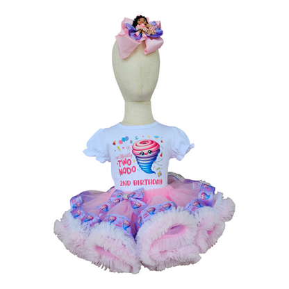Custom Made Cotton Candy Themed 2nd Birthday Girl Tutu Outfit