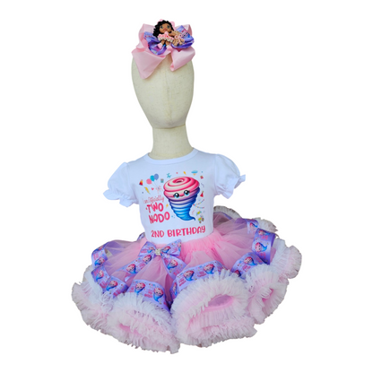 Custom Made Cotton Candy Themed 2nd Birthday Girl Tutu Outfit