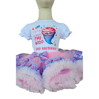 Custom Made Cotton Candy Themed 2nd Birthday Girl Tutu Outfit