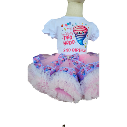 Custom Made Cotton Candy Themed 2nd Birthday Girl Tutu Outfit