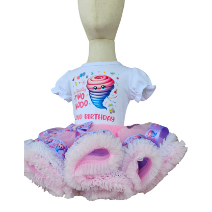 Custom Made Cotton Candy Themed 2nd Birthday Girl Tutu Outfit