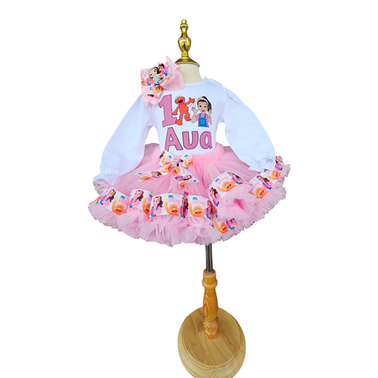 Custom Made Personalized Ms Rachel Themed 1st Birthday Tulle Tutu Set Outfit