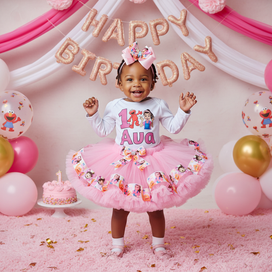 Custom Made Personalized Ms Rachel Themed 1st Birthday Tulle Tutu Set Outfit