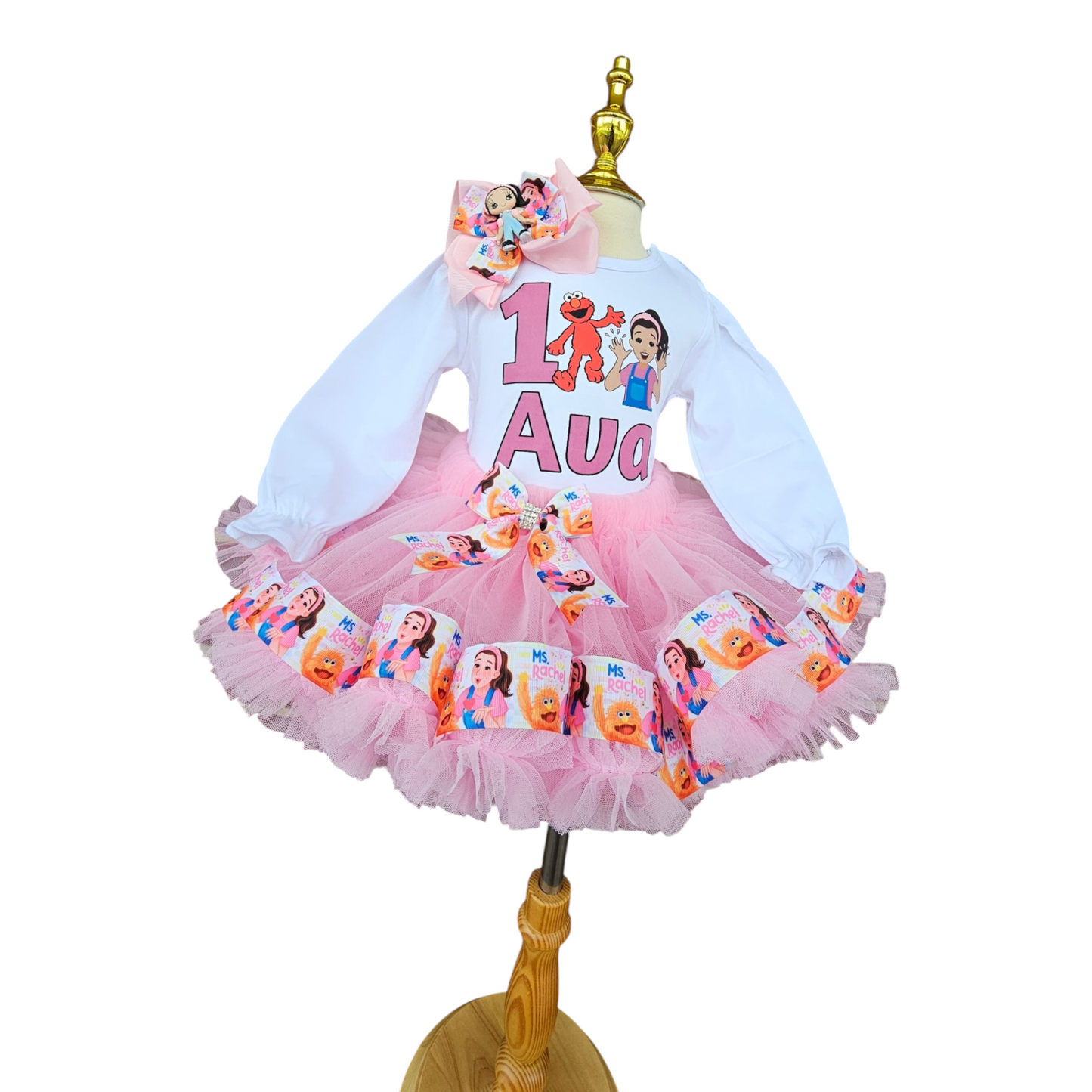 Custom Made Personalized Ms Rachel Themed 1st Birthday Tulle Tutu Set Outfit