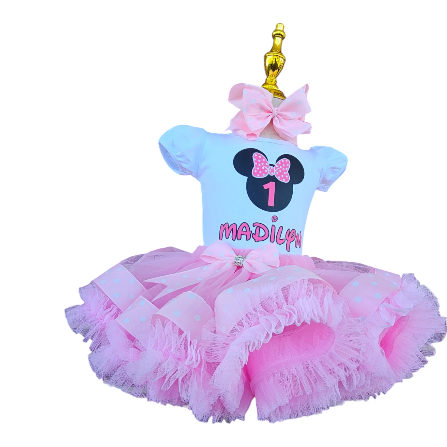 Personalized Pink Minnie Mouse 1st Birthday girl Tutu Outfit