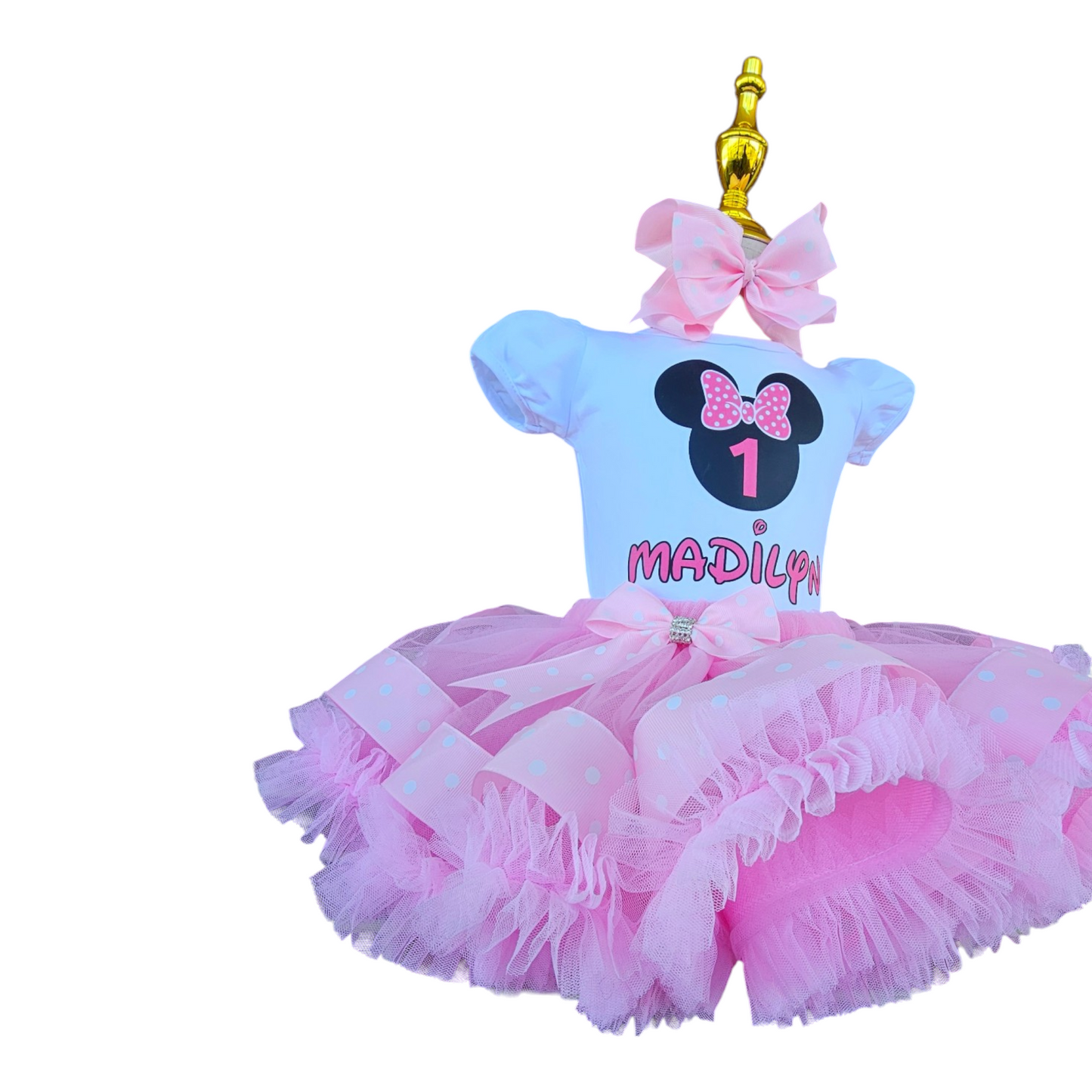 Personalized Pink Minnie Mouse 1st Birthday girl Tutu Outfit